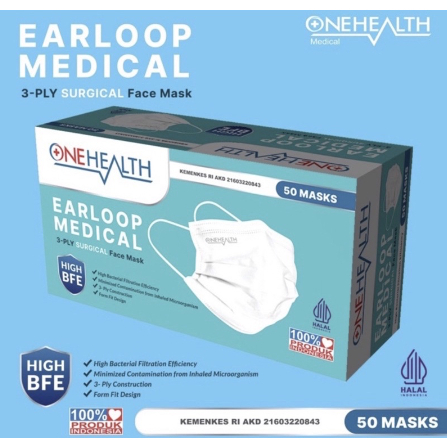 ONE HEALTH MASKER SURGICAL 3ply MASKER MEDIS ALKES MEDAN ALAT KESEHATAN MEDAN