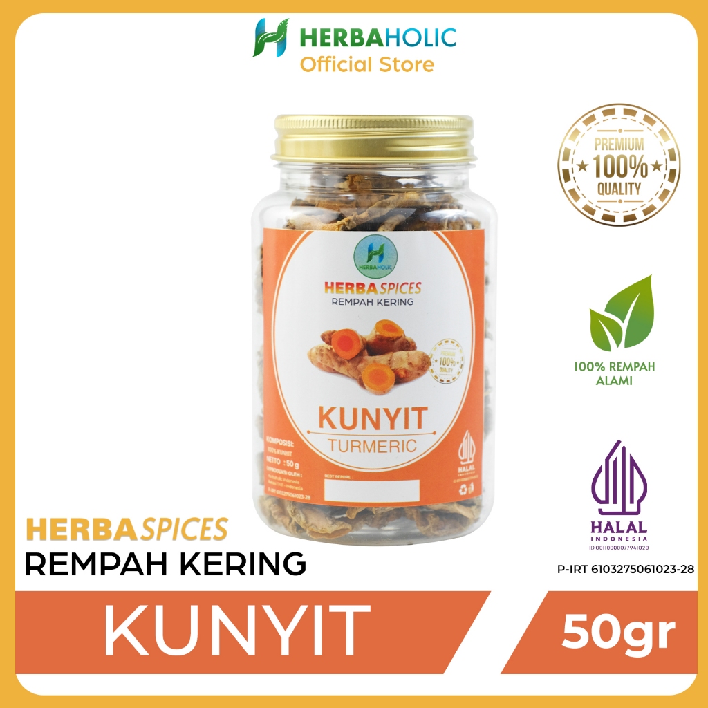 

Herbaholic.id Herbaspice Kunyit Turmeric Rempah Kering 50gr