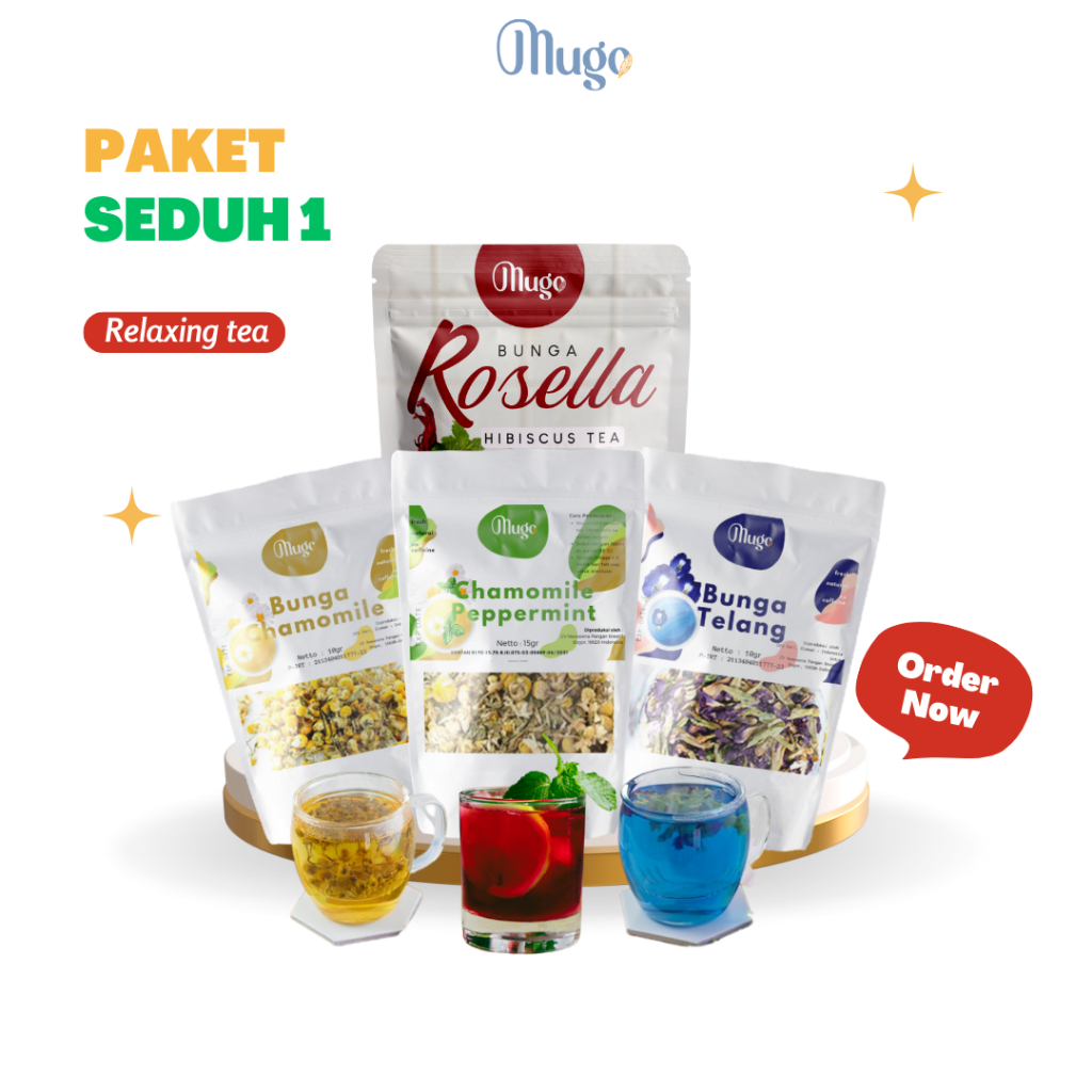 

Mugo - Special Tea (Chamomile, Telang, Mint, Rosella) Natural Alami