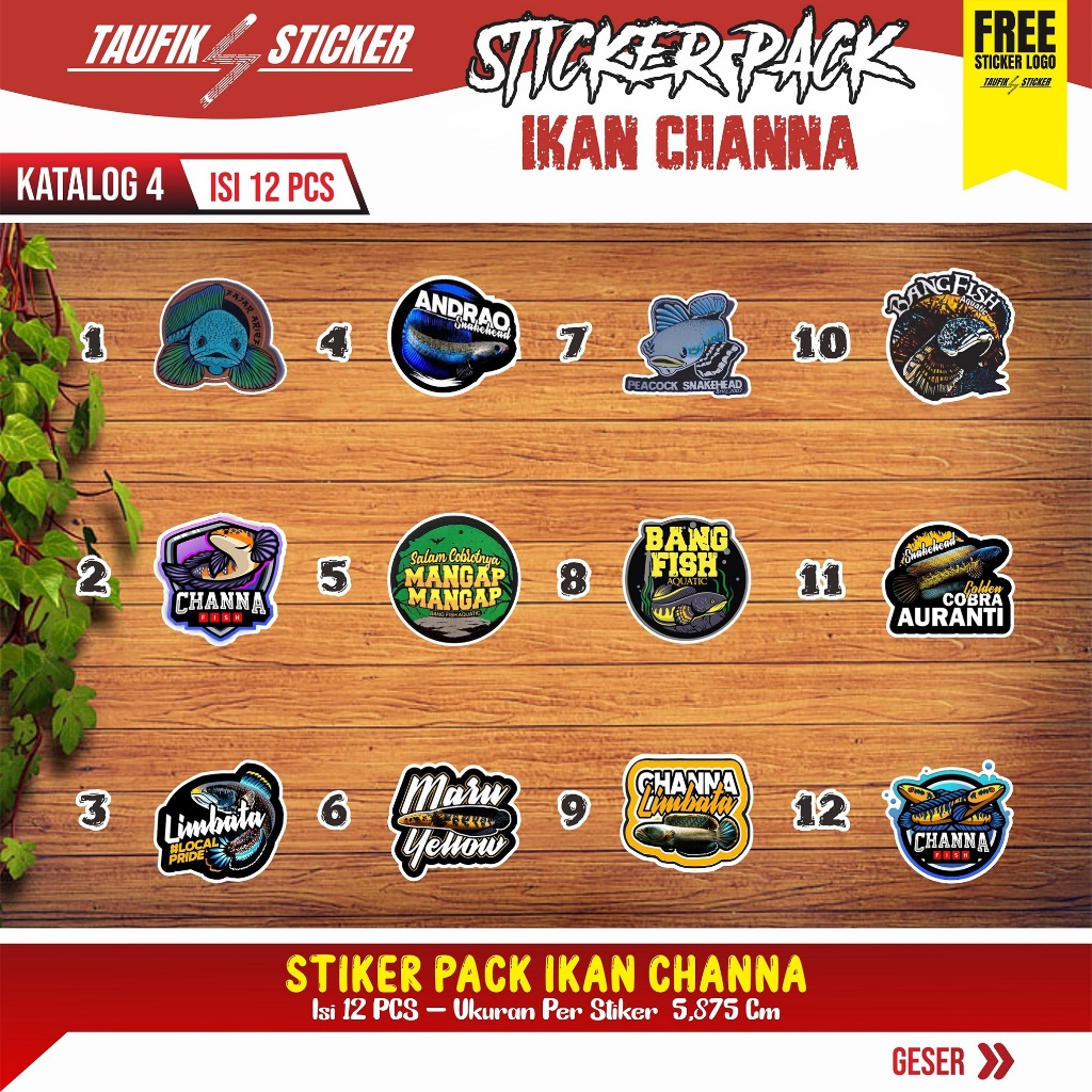 

STIKER IKAN CHANNA ANTI AIR #DESAIN 4