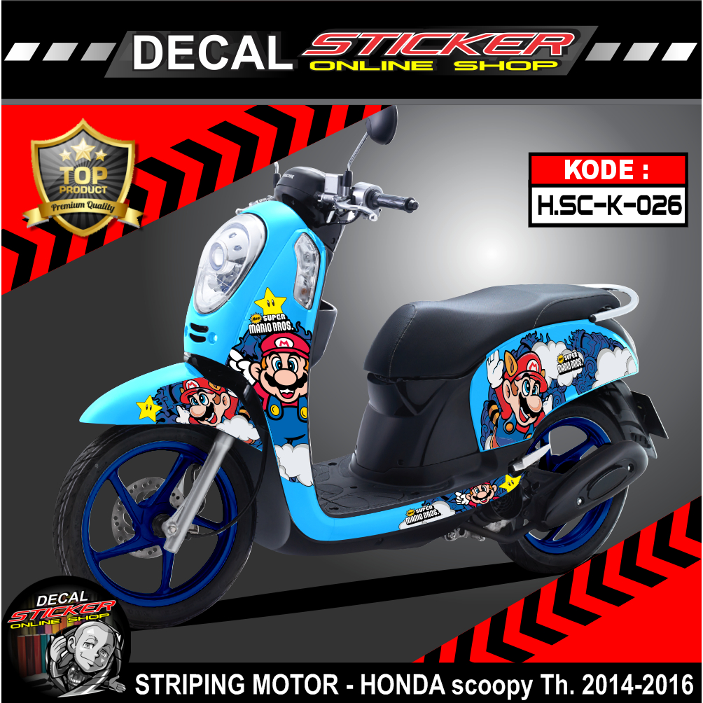 striping original Honda Scoopy sporty hitam tahun 2014-2016
