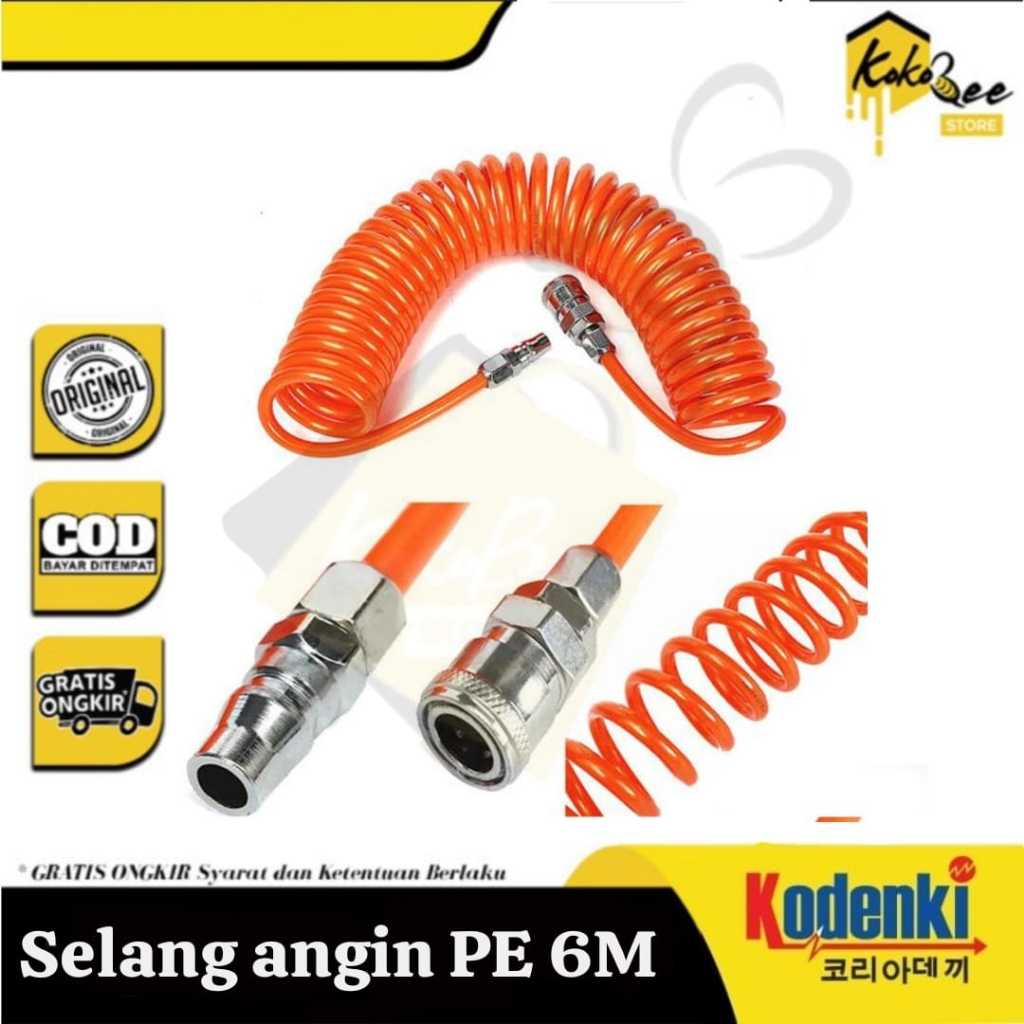 Selang Angin Kompresor Spiral / PE 6meter Kondenki / Selang Angin PE Kompresor udara / Recoil PE Hos
