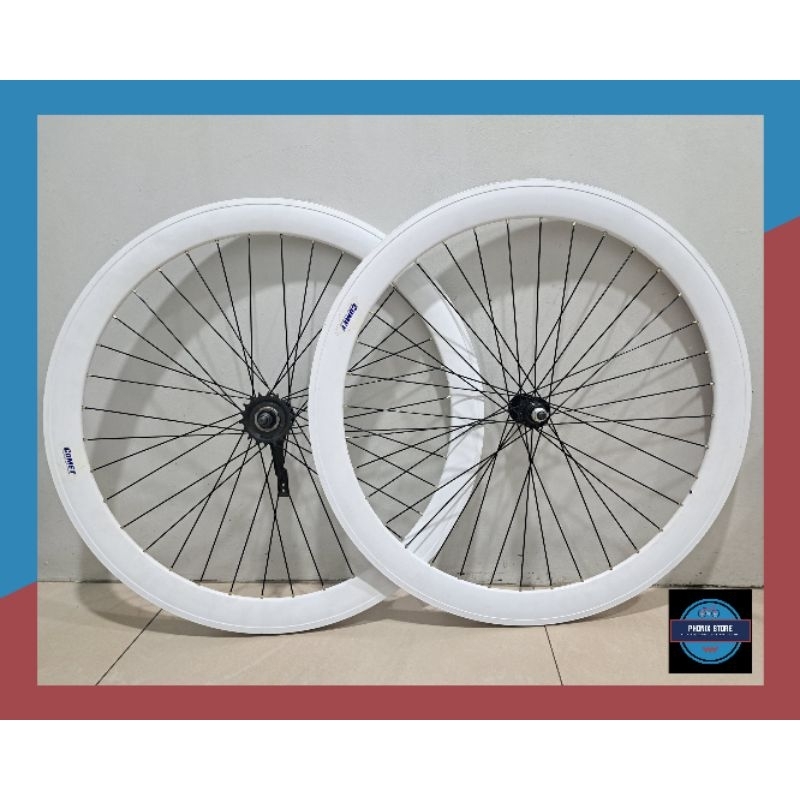 Wheel Set Velg Fiksi Fixie Torpedo Comet Double Wall 700C 36 Hole Velg Fiksi 700C Siap Pakai Velg Fi
