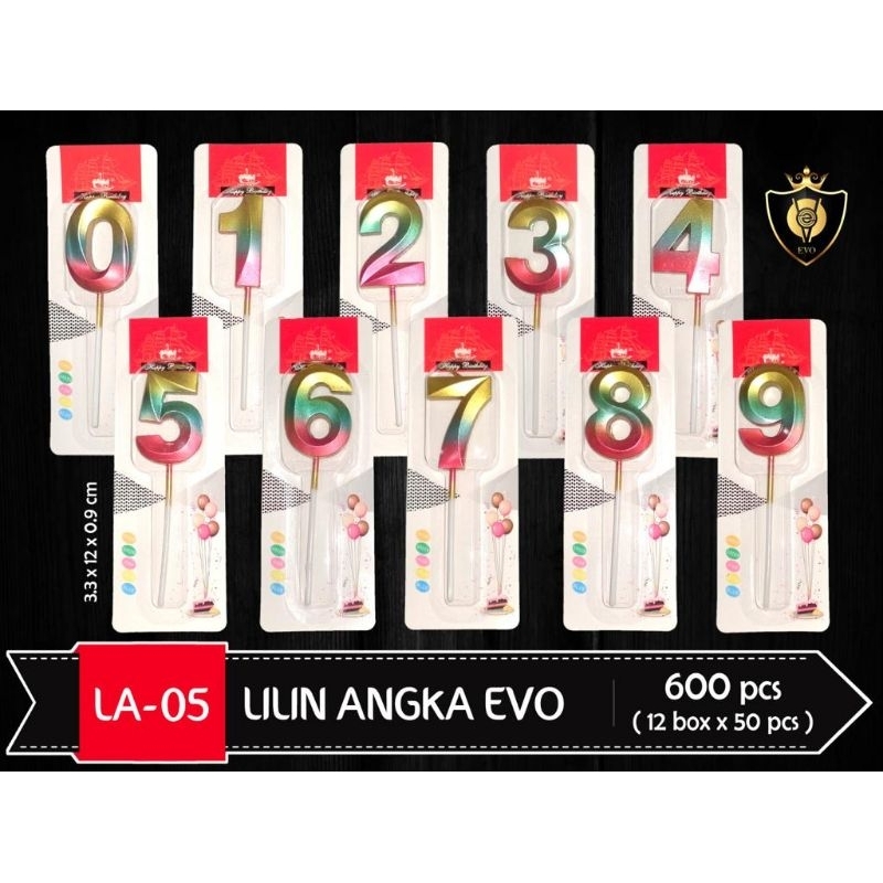 Lilin angka 3D chrome Pelangi | lilin ulang tahun