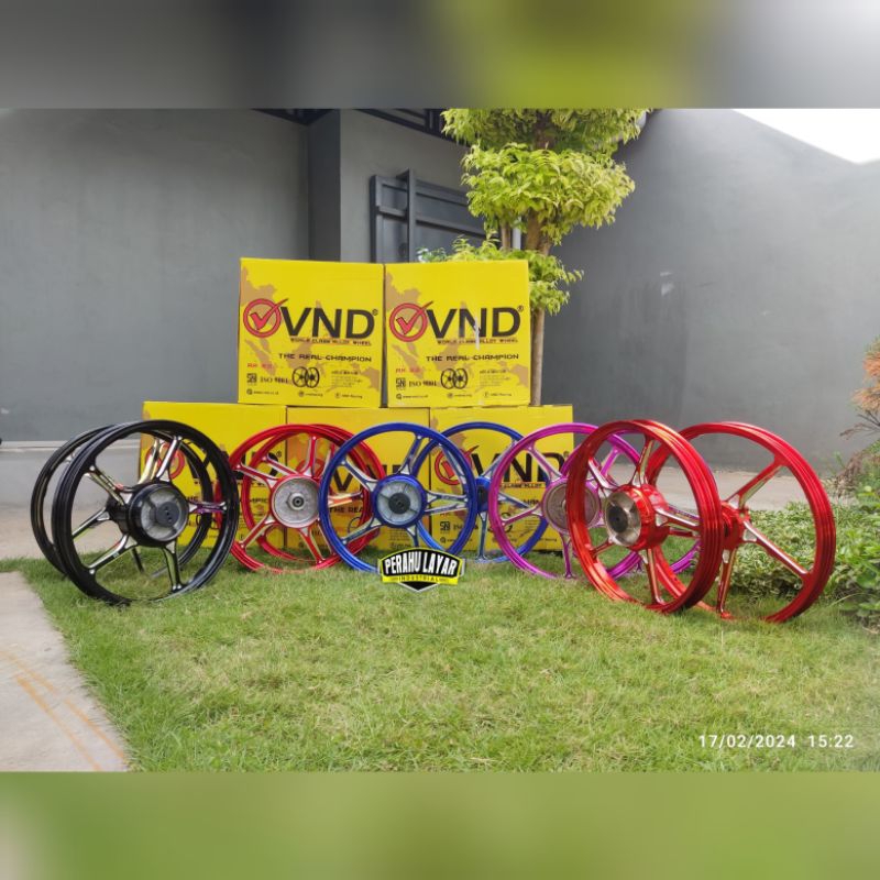 velg vnd enkei ak55 almunium model palang bintang 5 140 160 ring 17 oren ungu biru hitam merah / vel