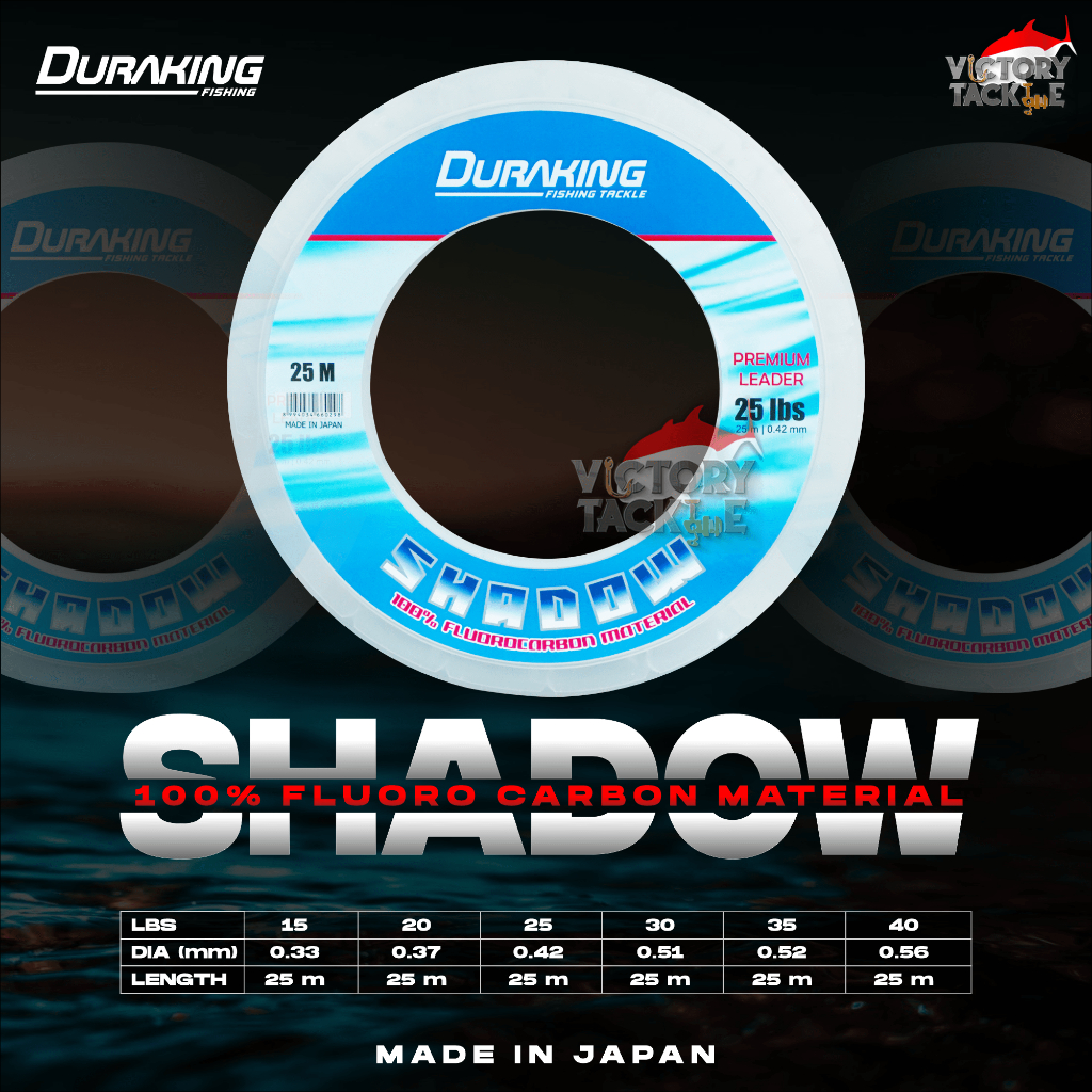 DURAKING SHADOW 100% FLUOROCARBON LEADER 25 METER | SENAR PANCING BENANG LEADER