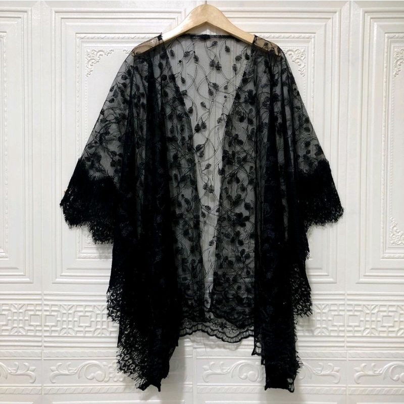 	 outer cardigan kebaya bridesmaid baju kondangan tille mix brokat renda Kekinian	