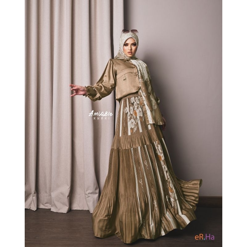[ER.HA SYARI] GAMIS SYARI TERBARU / DRESS SETELAN PRINTING " AMIABLE SET " BY ER.HA