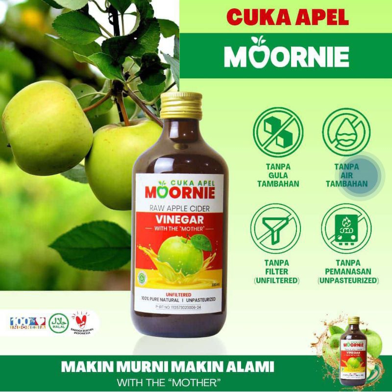 

Cuka Apel Moornie 330 ml Raw Apple Cider Vinegar With The Mother