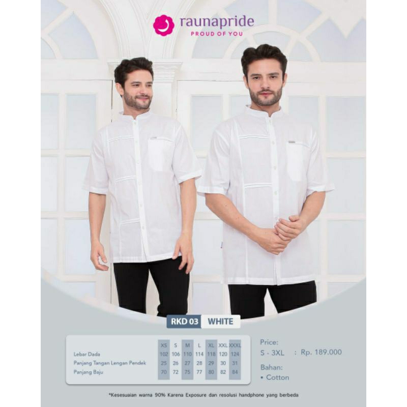 Rauna Pride Putih White Atasan Koko RKD 03 Tunik RAD