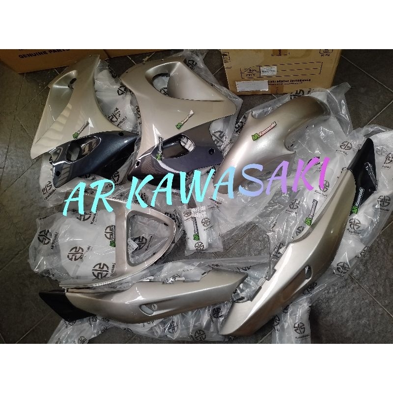 COVER BODY SET NINJA RR OLD ZX SILVER ORIGINAL TANPA BATOK LAMPU