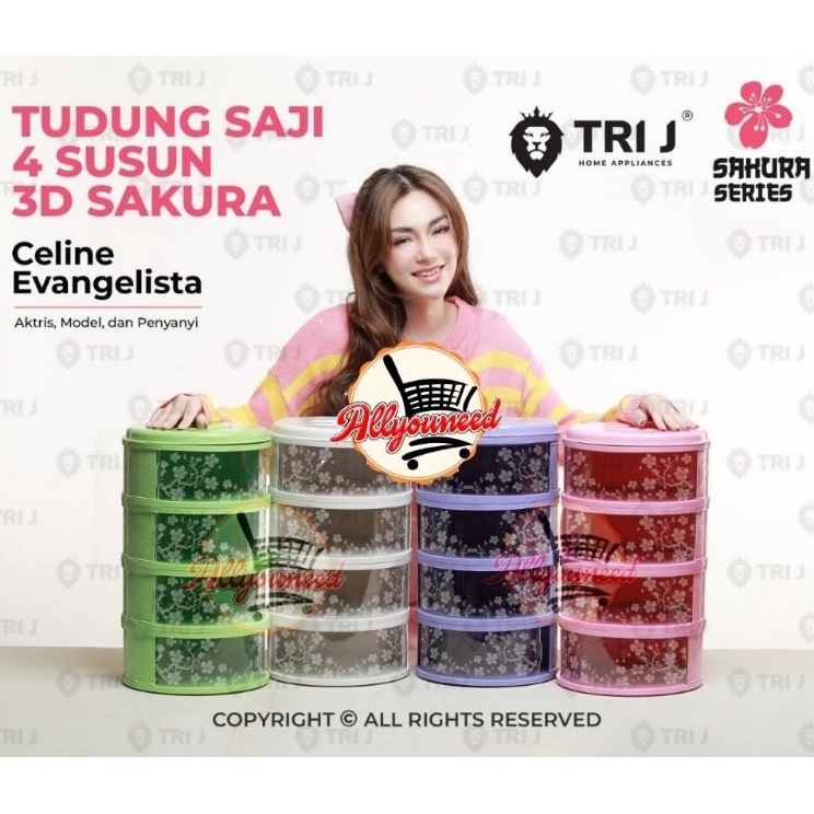 Terkini SAKURA Tudung Saji 4 Susun Rak Penyimpanan Makanan 4 Susun Tingkat Tudung Saji Tutup Food Co