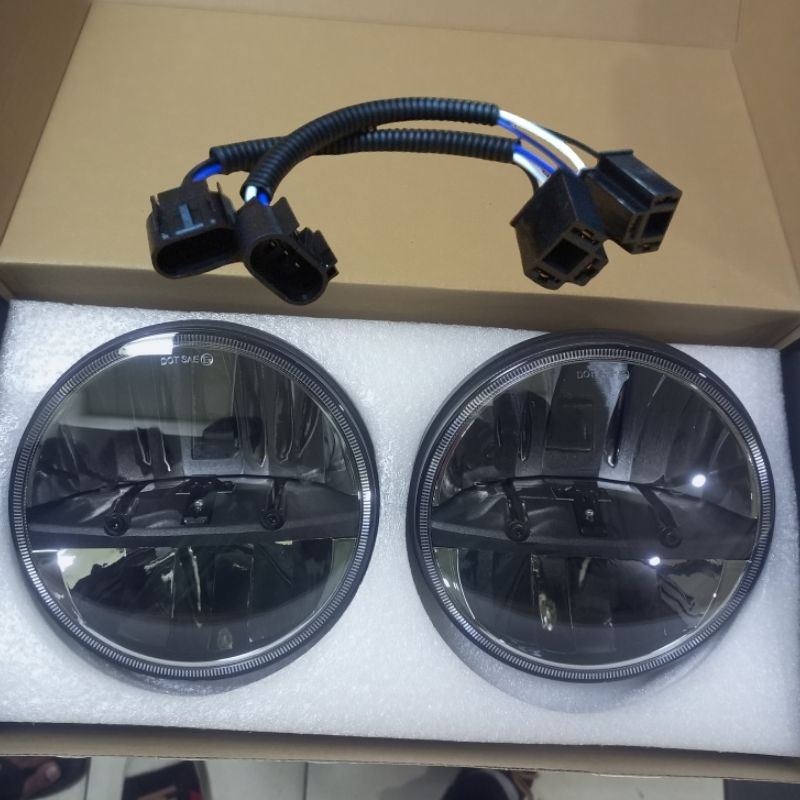 Headlamp Trucklite 7inch Jeep Land Rover Jimny Rubicon Hardtop - Lampu Headlamp Land rover Defender 