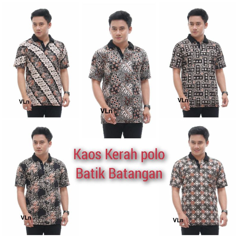 Kaos kerah batik | kaos polo batik pria dewasa motif wayang cap tulis