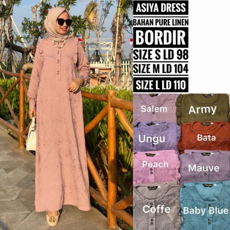 Asiya Dress Gamis Busui Harian Polos Bordir