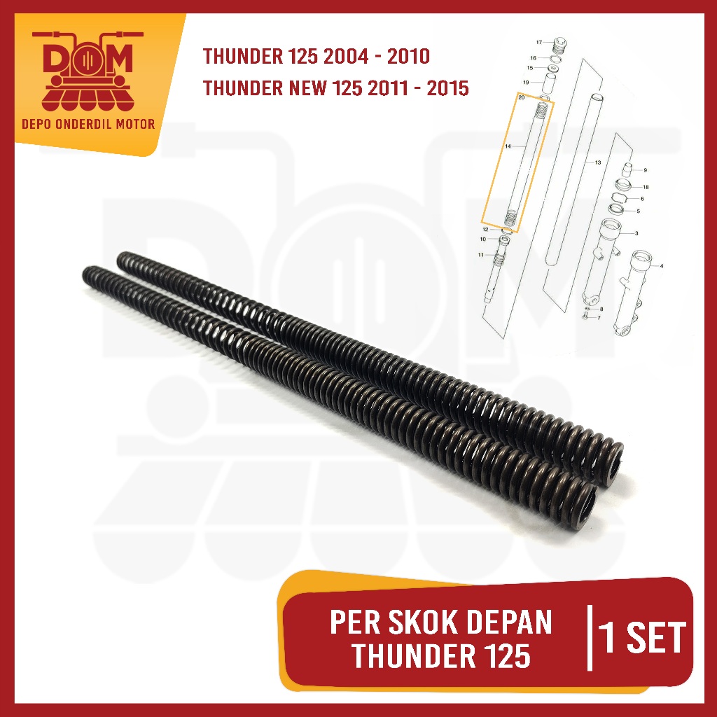 Per Skok Depan Thunder 125 Set Isi 2 (PSP) Pir Ver Dalam As Linggis Sok Sekok Shock Breaker Depan