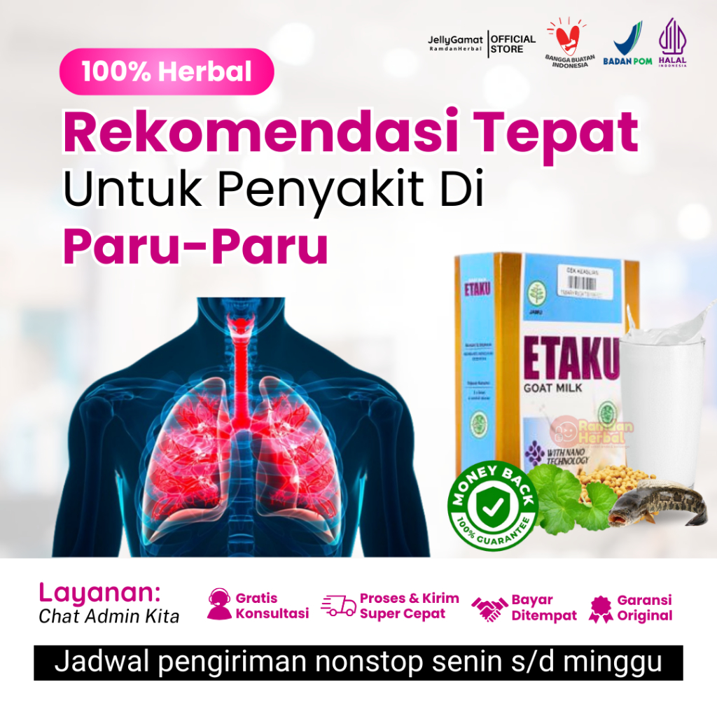 

Obat Penyakit Paru Paru Basah Pneumonia Cairan Menumpuk Di Paru-Paru Sesak Napas Batuk Terus Menerus Infeksi Paru Pembersih Paru Paru Kanker Paru Paru Flek Paru Susu Kambing Etawa Etaku Goat Milk