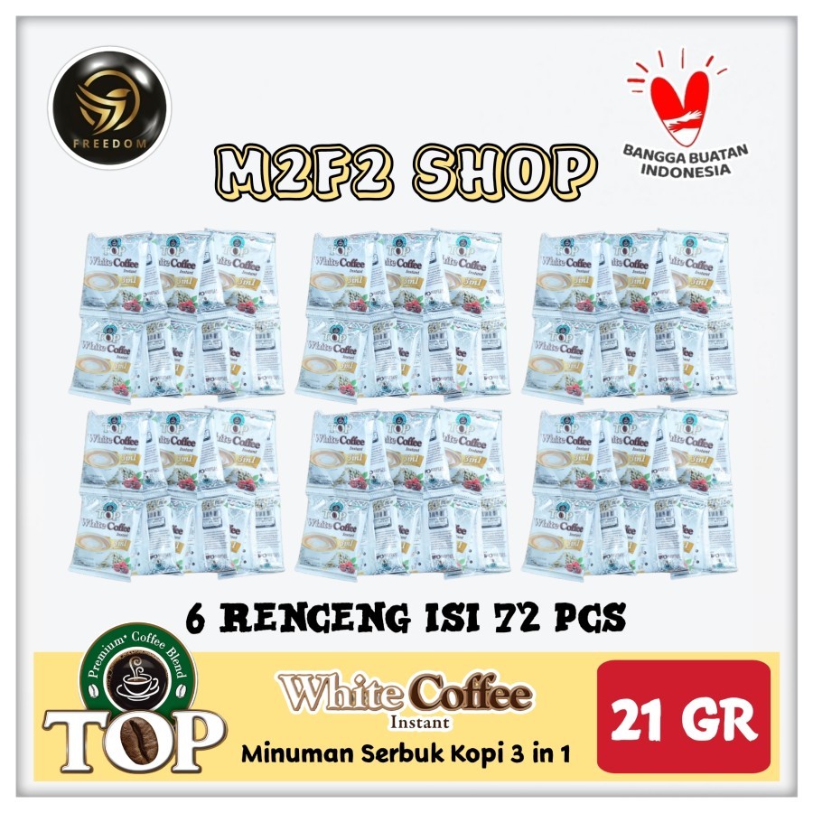 

TOP Premium Coffee Blend White Coffee | Kopi Susu Instant Sachet - 21 gr (Kemasan 6 Renceng)