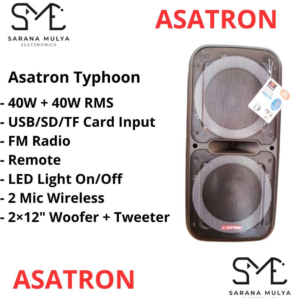 SPEAKER BLUETOOTH PORTABLE ASATRON TYPHOON 12"