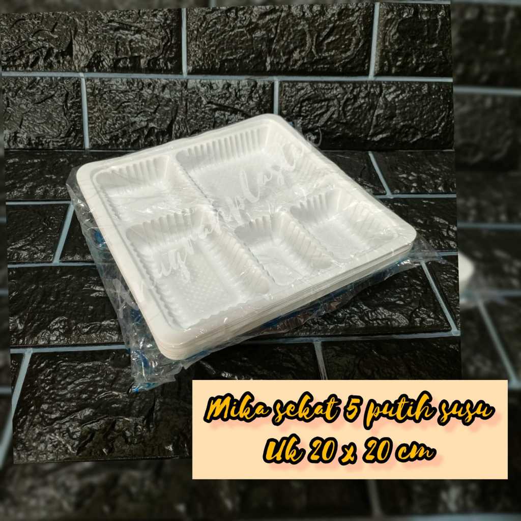 Mika plastik sekat 5 PUTIH SUSU / Mika nasi UK 20x20