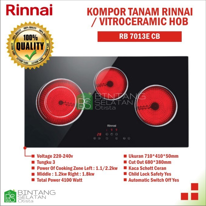 KOMPOR TANAM LISTRIK RINNAI/ RINNAI VITROCERAMIC HOB RB 7013E CB