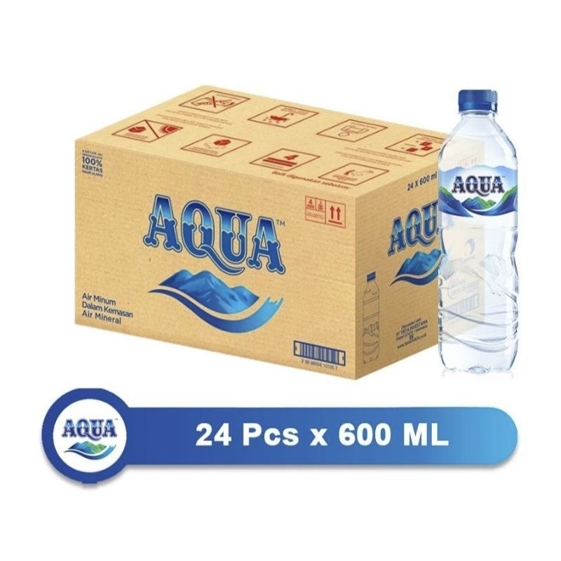 

AQUA BOTOL AIR MINERAL 600ML 1 DUS ISI 24 BOTOL Exp Januari 2026