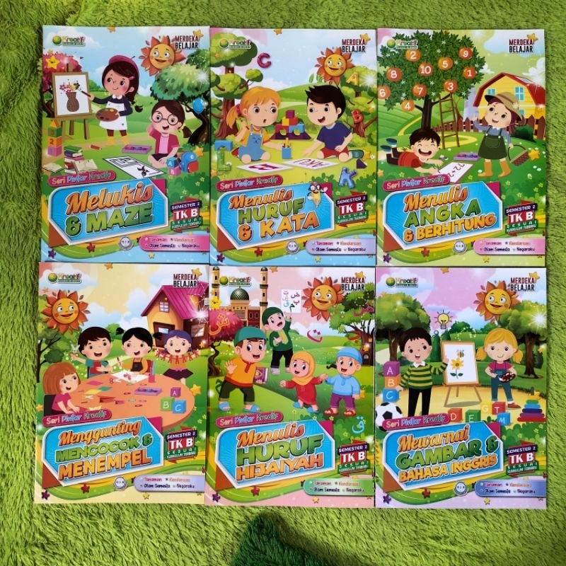 BUKU PAKET PAUD DAN TK ISI 6 SEMESTER 2 TK B MENULIS HURUF & KATA MENEBALI GARIS ANGKA & BERHITUNG M