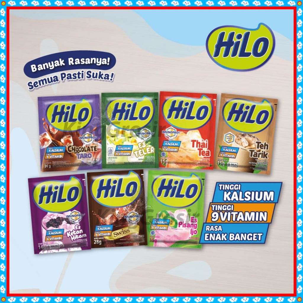 

HiLo Minuman Serbuk Tinggi Kalsium Kemasan Renceng Isi 10 Sachet / Susu Bubuk Tinggi Kalsium / Hilo Dessert Renceng