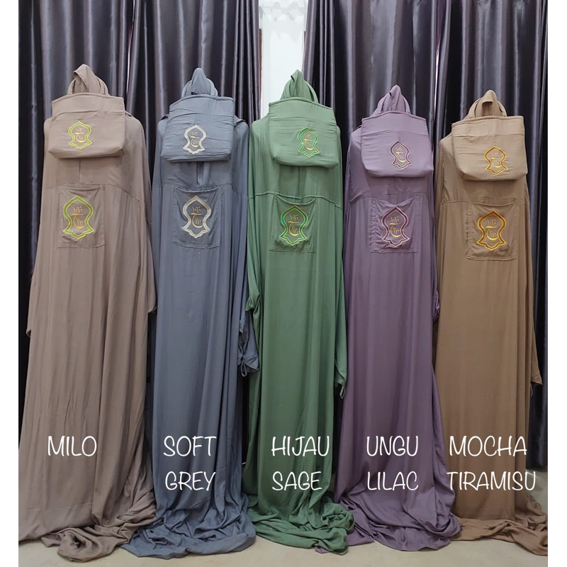Mukena Terusan Hadramaut 2 Terompah Bordir Polosan Warna Mukenah Bali Dewasa Jumbo Rayon Polos Hadro