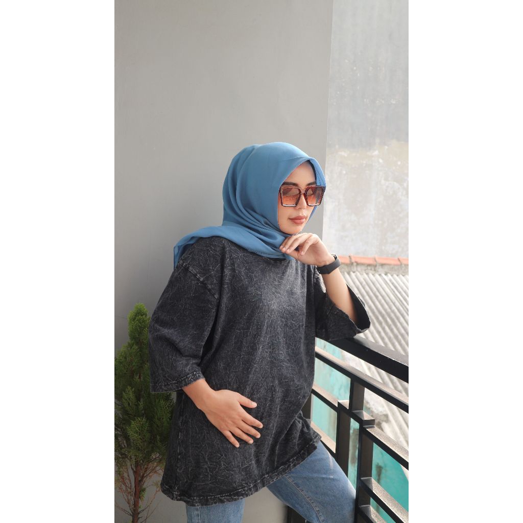 KAOS WANITA WASHING OVERSIZE // BAJU KAOS ATASAN WANITA // BAJU ATASAN LENGAN 3/4 KAOS OVERSIZE