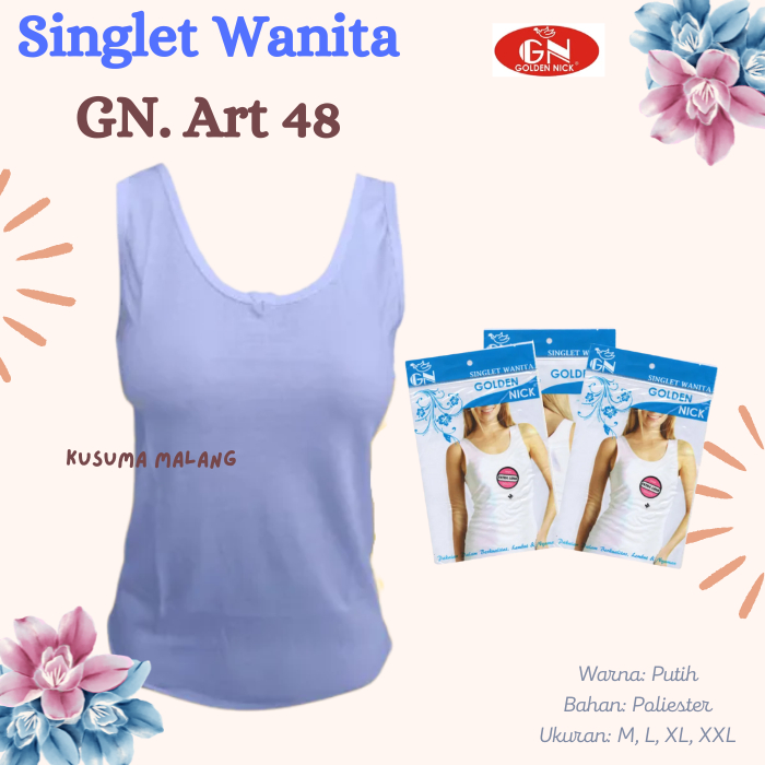 Golden Nick art.48 | Singlet Wanita / Kaos Kutang Perempuan Tali Lebar Berkualitas Bahan Katun Adem 