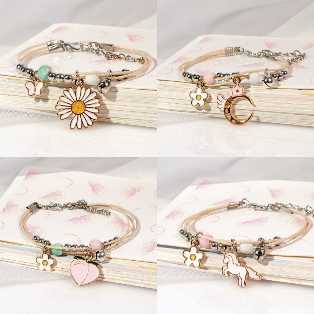 LEERE - Gelang Couple Daisy etnik Kreatif Kartun Keramik Jalinan Dapat Disesuaikan Korea Fashion Aks