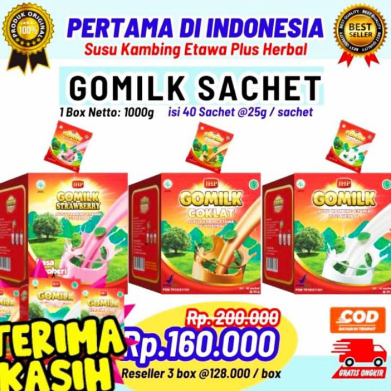 

GOMILK Sachet 1 box 40saset @25g Susu kambing etawa plus herbal