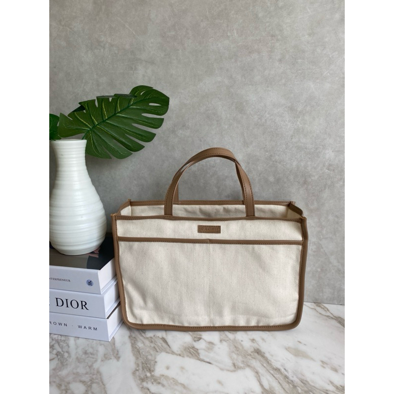 RJ8 Bag Organizer Michi Kulit Coklat Kanvas Multifungsi