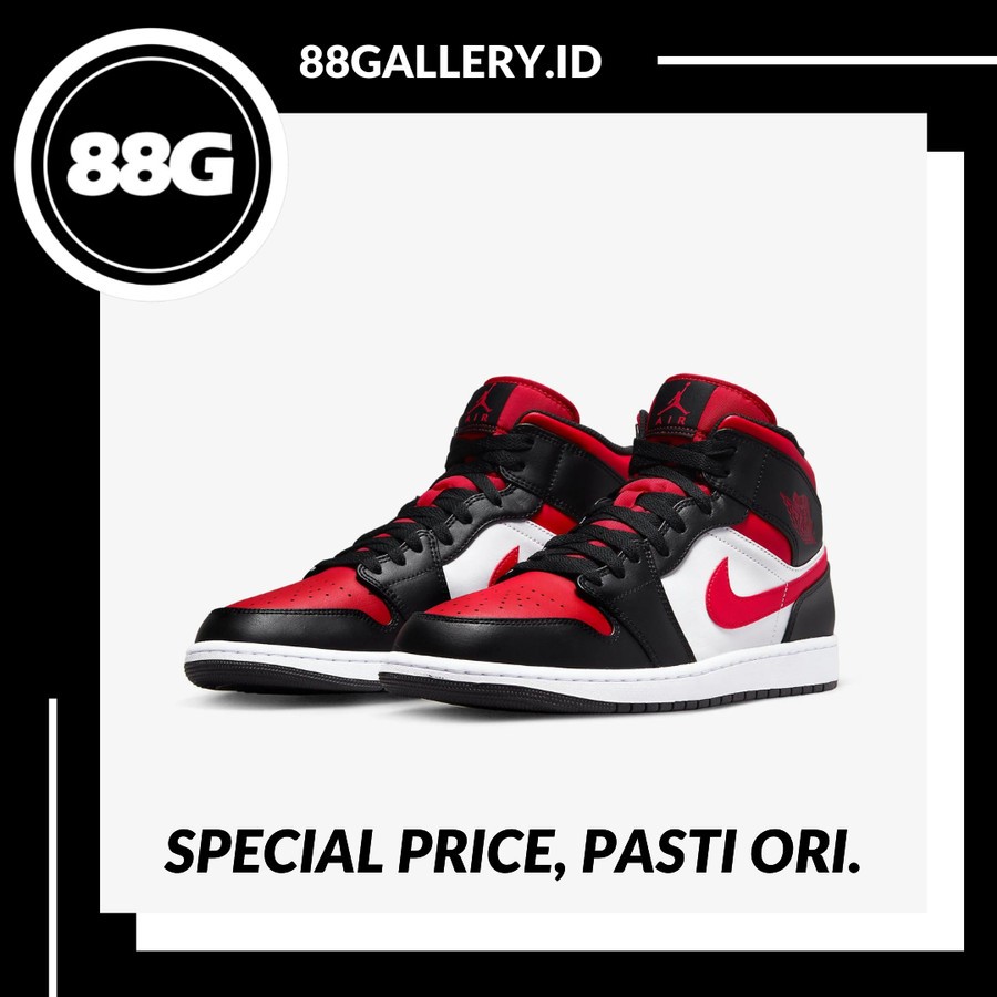 Air Jordan 1 Mid Bred Toe / Fire Red