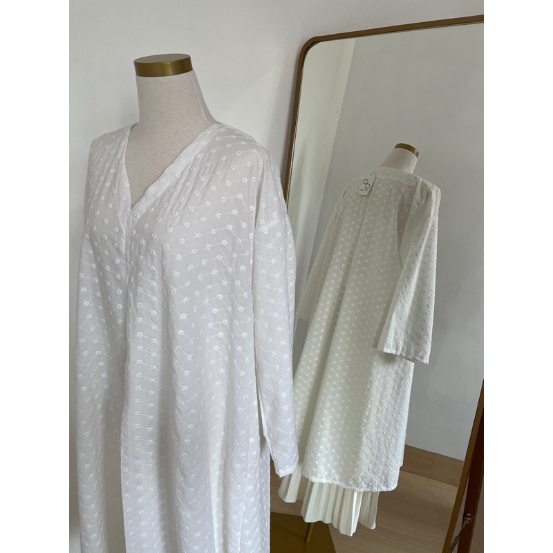 MIDI PUTIH LEBARAN / TUNIK PUTIH BORDIR LEBARAN