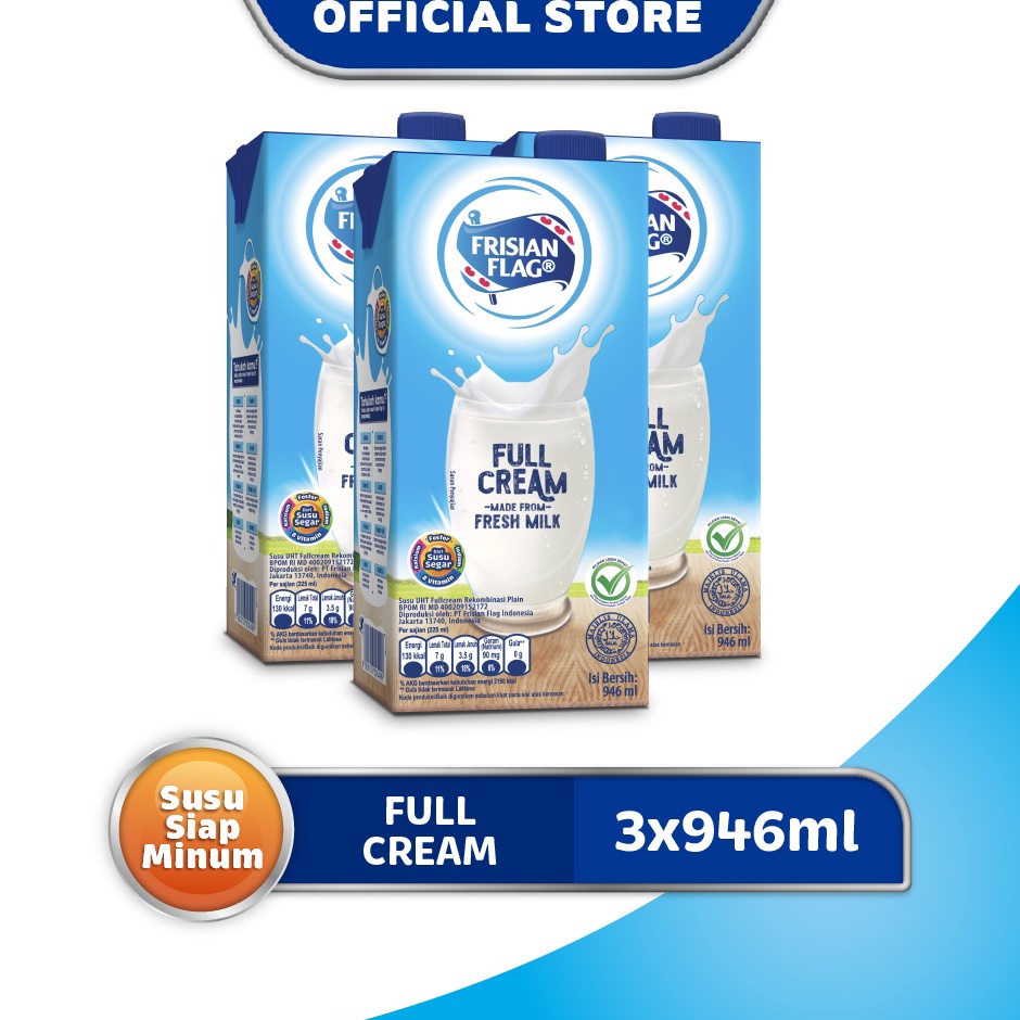 

Harga Termurah Frisian Flag Family UHT Full Cream 946 ml x 3 pcs G49