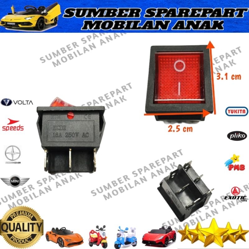 SAKLAR ON OFF KOTAK BESAR MOBIL MAINAN ANAK MOTOR AKI ANAK PLIKO YUKITA PMB MINI SPEEDS VOLTA RASTAR