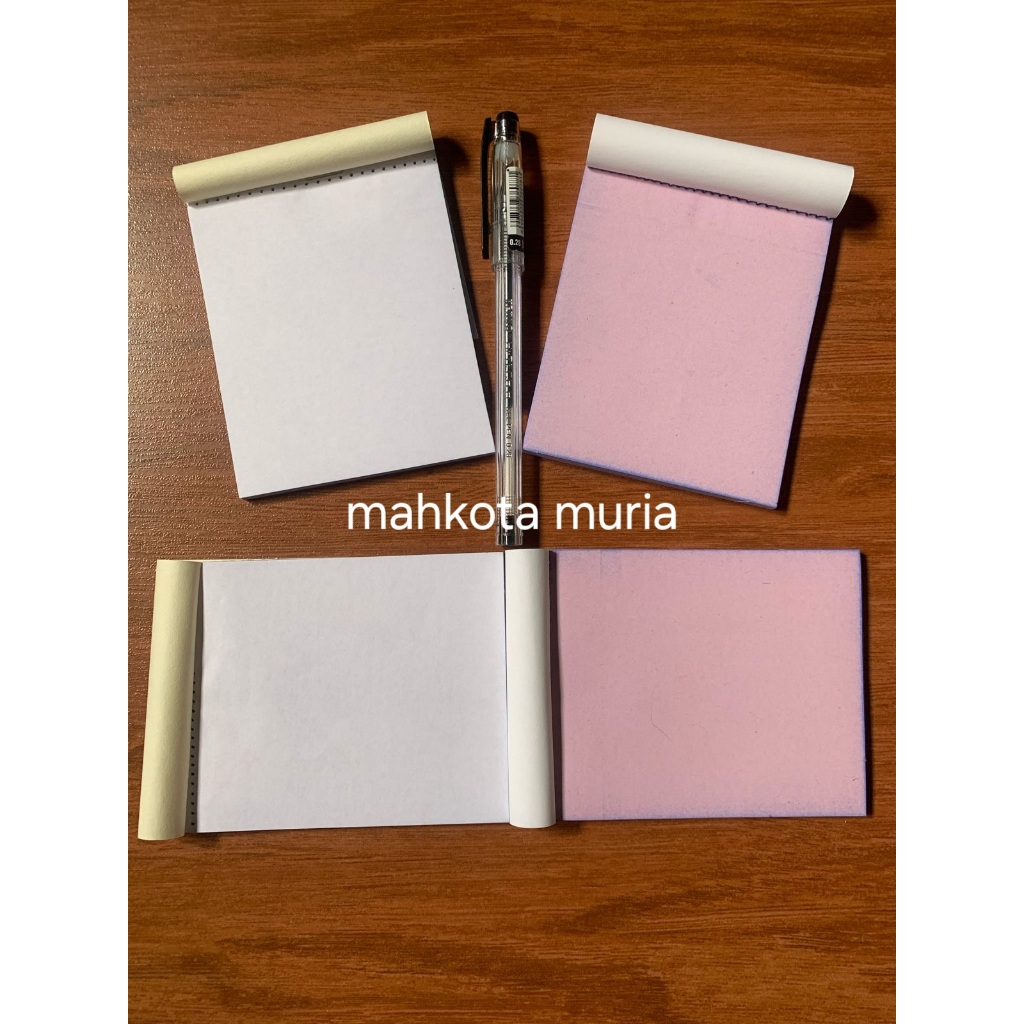 

nota polos 2 ply bahan kertas NCR langsung tembus ukuran 8 x 10 cm, 1/8 folio