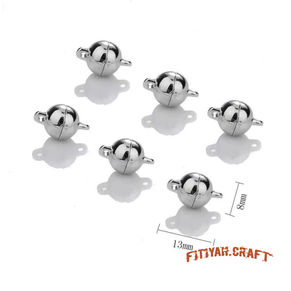 SEPASANG MAGNET MAGNET BULAT SILVER 8MM BAHAN GELANG MAGNET