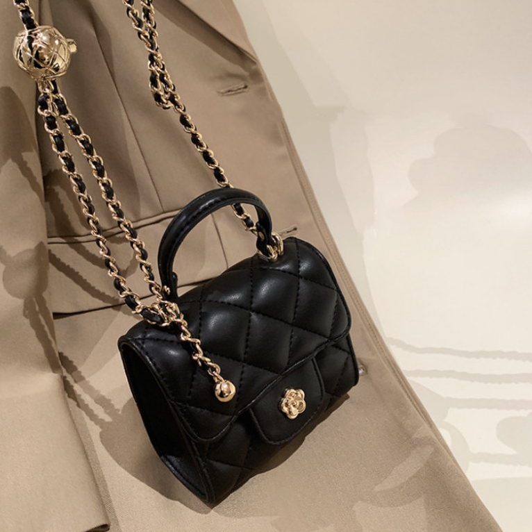 Tas hitam Handbag High Quality-Tas Selampang Kulit Wanita Tas Rantai Kecil Cewek