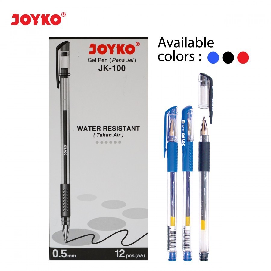 

Gel pen Pulpen joyko King Jeller JK-100 0.5mm Hitam - Lusinan (12 pcs)