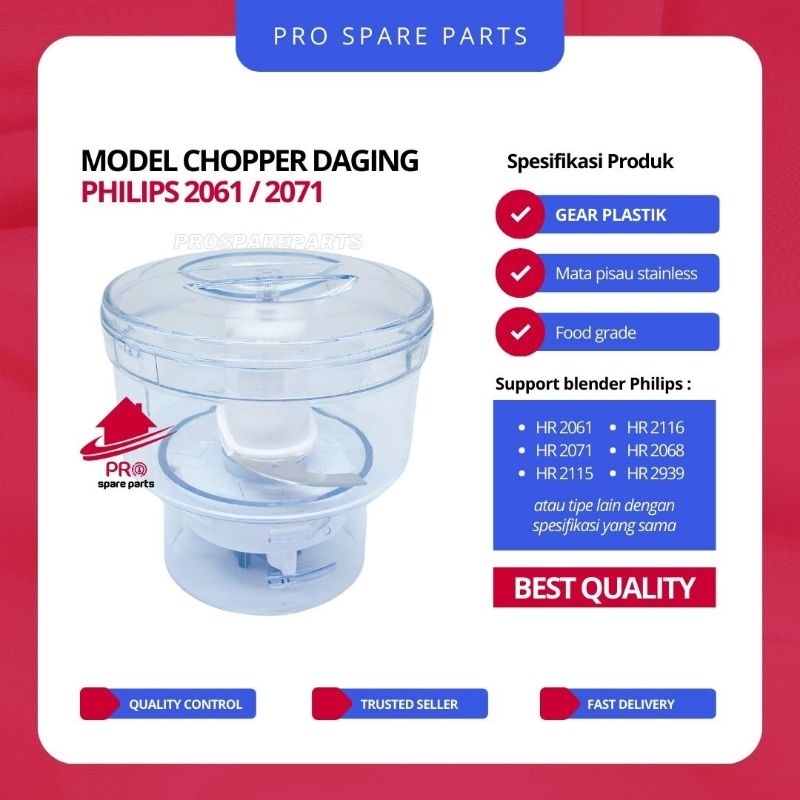 Chopper / Blender Daging Model Philips HR 2061/ Gelas Penggiling Daging Philips HR 2061/2071/2115/29