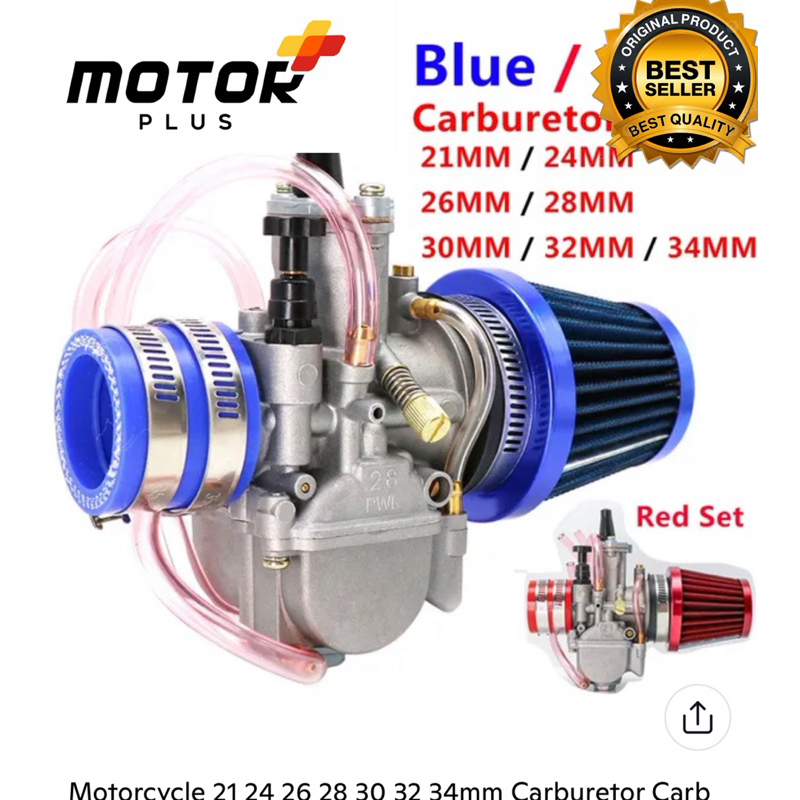 Carburetor Karburator Karbu Pwk Keihin Sudco 26 28 30 32 Mm Original + Filter Udara / Salingan karbu