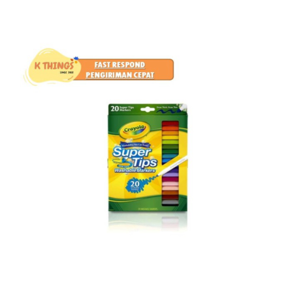 

Unik CRAYOLA Washable Super Tips Fine Line Markers Spidol Warna Hadiah 5 - Super Tips 20 Limited