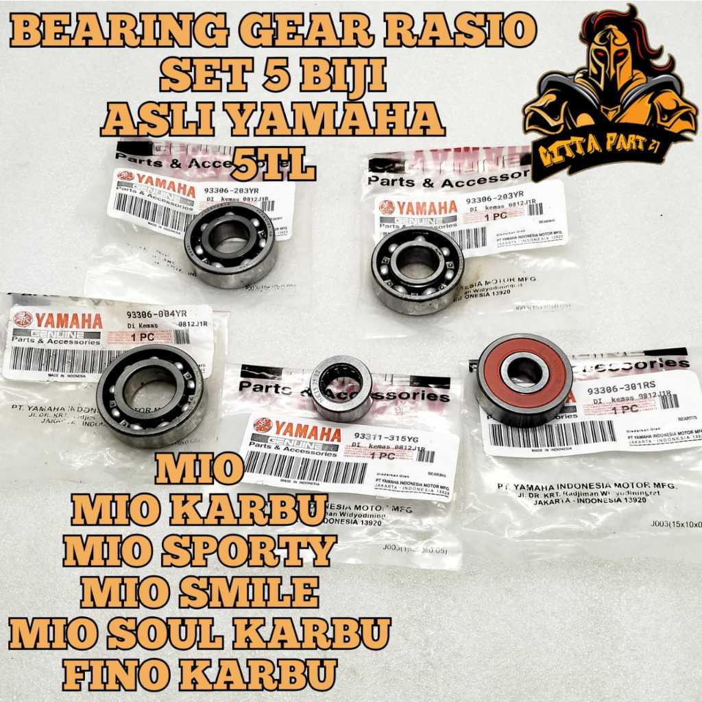 BEARING KELAHAR GIGI RASIO SET KOMPLIT 5 BIJI ASLI ORIGINAL YAMAHA YGP 6301 6004 6203 6203 PLUS BEAR