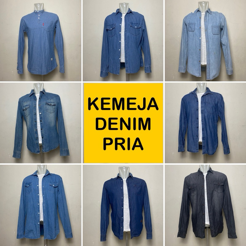Kemeja denim pria preloved murah