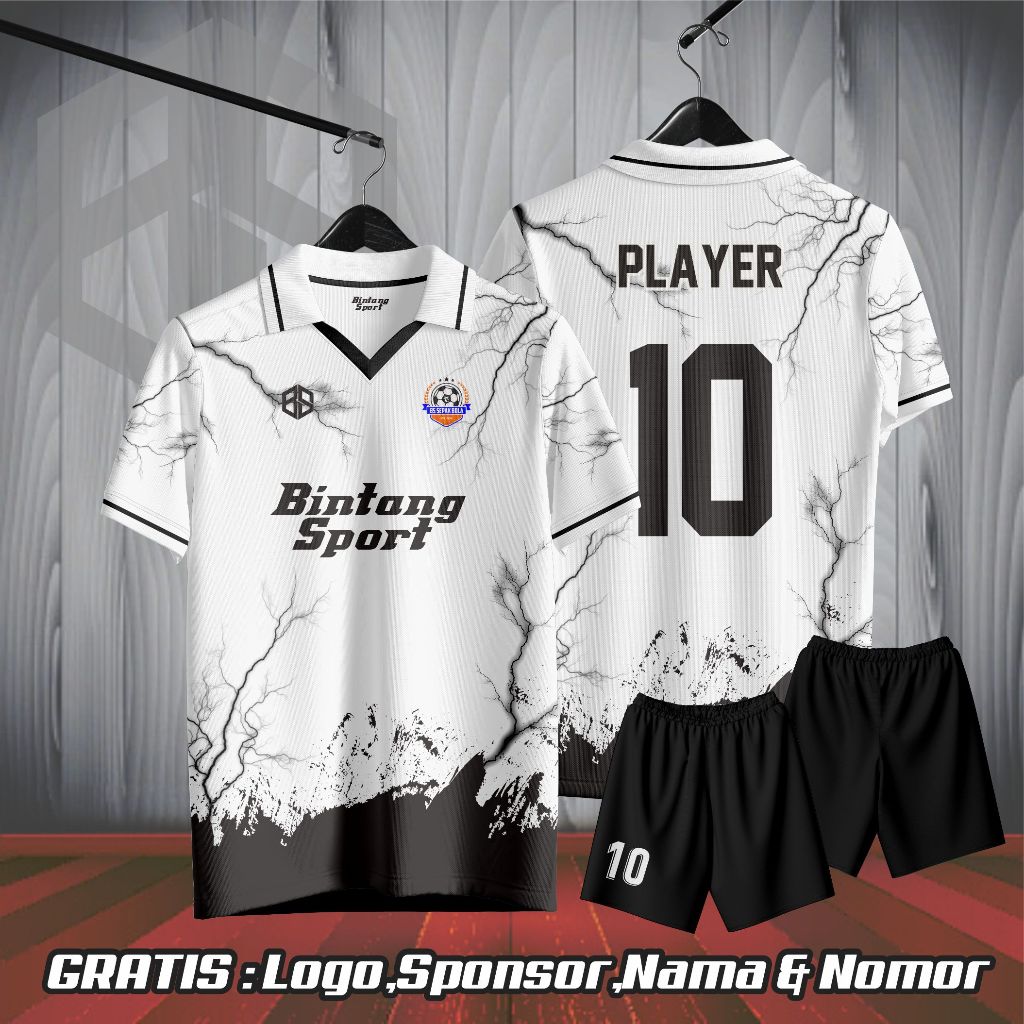 Jersey futsal printing kerah retro jersey bola jersey bulutangkis (bisa satuan)