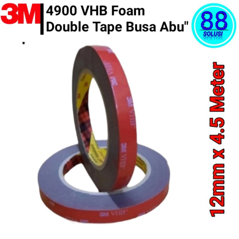 

3M VHB Double Tape 4900 Foam Otomotif perekat Busa Abu Abu Super Kuat 12mm x 4.5m