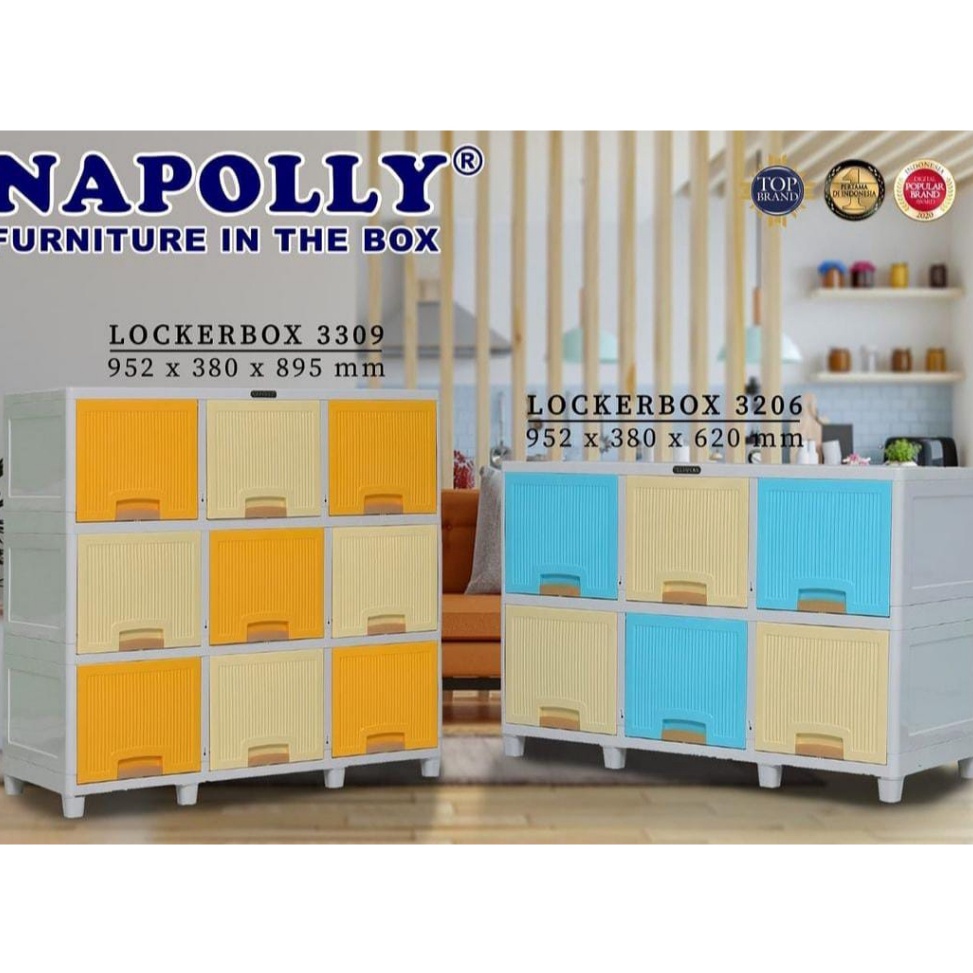Cepat laku LEMARI PLASTIK NAPOLLY LOCKER BOX SUSUN 3  MEJA TV PLASTIK